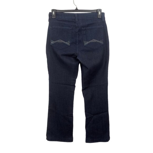 NYDJ Women's Bootcut Jeans Size 8 MODIFIED INSEAM 27.5 IN Dark Blue Embellished - Picture 1 of 14